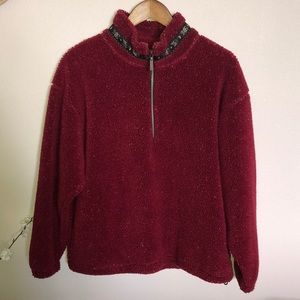 Alps 1/4 Zip Deep Pile Fleece Pullover Jacket Size M Red EUC